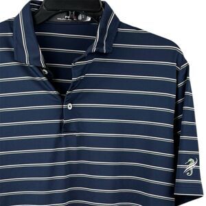 RLX Golf shirt men’s Large polo Ralph Lauren airflow navy stripe Seahorse